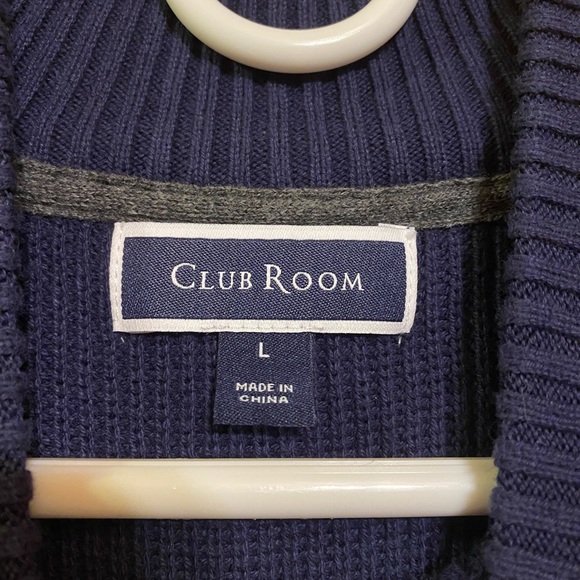 Club Room Navy Long Sleeve Sweater with Quarter Button Down - Picture 4 of 5